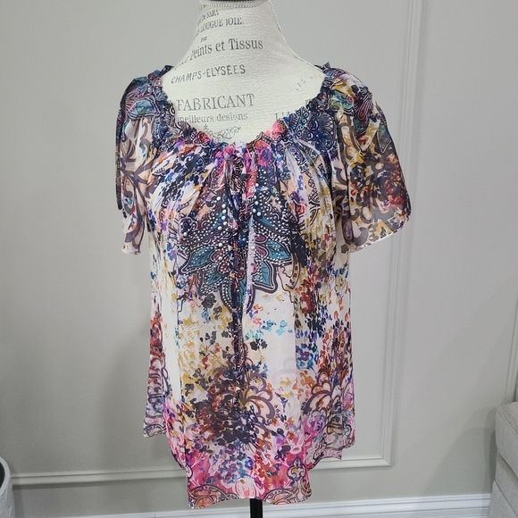 Dress Barn Floral Multicolor Women's Top Sz.L - Picture 1 of 9